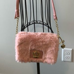 Fuzzy Pink Juicy Couture Purse with Gold Charm